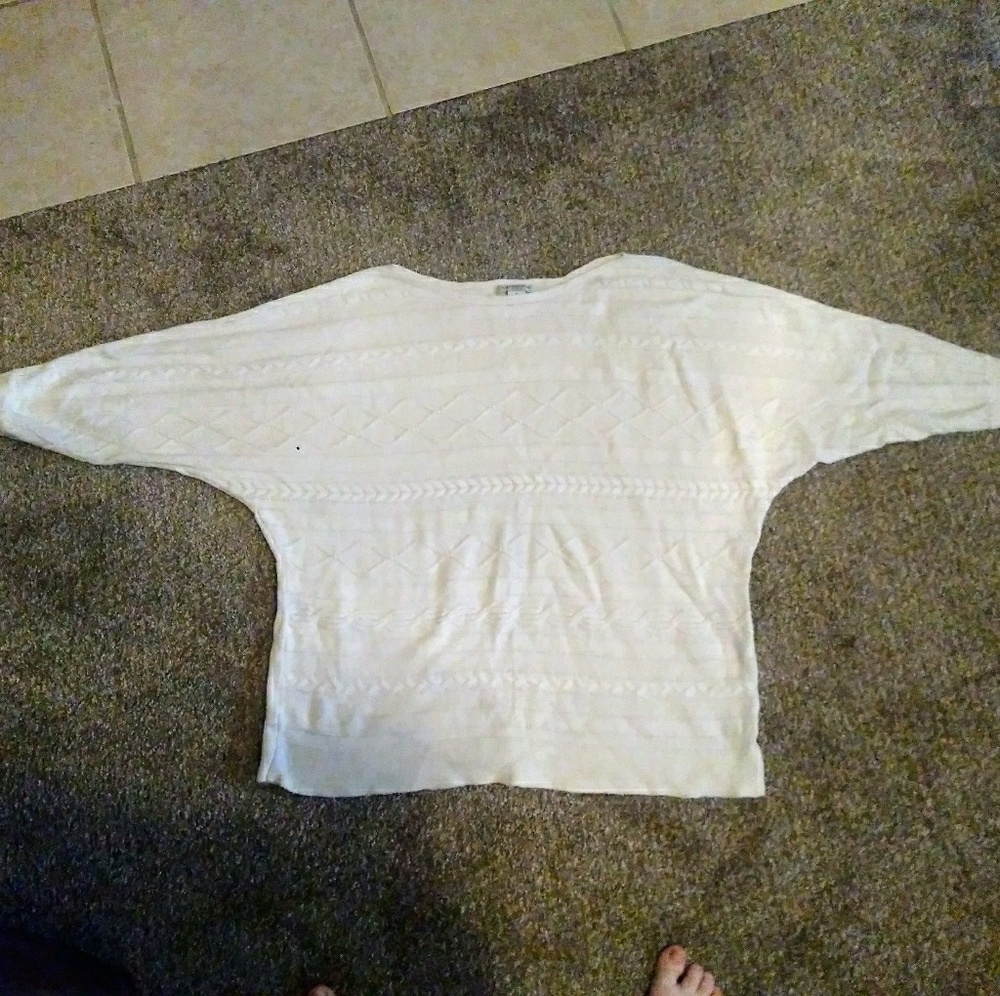 Liz Claiborne White Cable Dolman Sweater